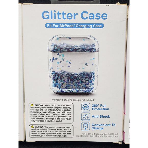 Shake It Up AirPods Charging Casey Shakey Glitter Case Holder Gold Pink Blue 3p - Picture 6 of 10